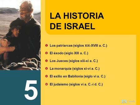 LA HISTORIADE ISRAEL ❶ _Los patriarcas (siglos XIX -XVIII a. C.) ❷ _El éxodo (siglo XIII a. C.) ❸ _Los Jueces (siglos xiii-xi a. C.) ❹ _La monarquía (siglos.