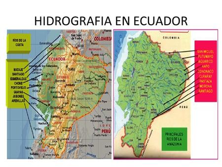 HIDROGRAFIA EN ECUADOR. La mayor parte de los ríos ecuatorianos son de origen montañoso, nacen en la región andina y rompen en ocasiones las cordilleras.
