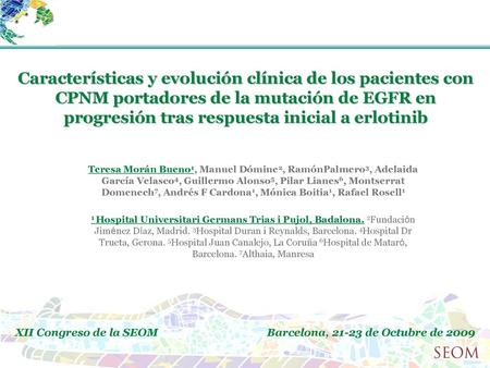 XII Congreso de la SEOM Barcelona, de Octubre de 2009