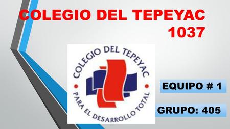 COLEGIO DEL TEPEYAC 1037 EQUIPO # 1 GRUPO: 405.