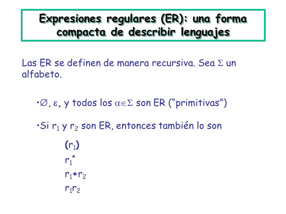 Expresiones regulares (ER): una forma compacta de describir lenguajes