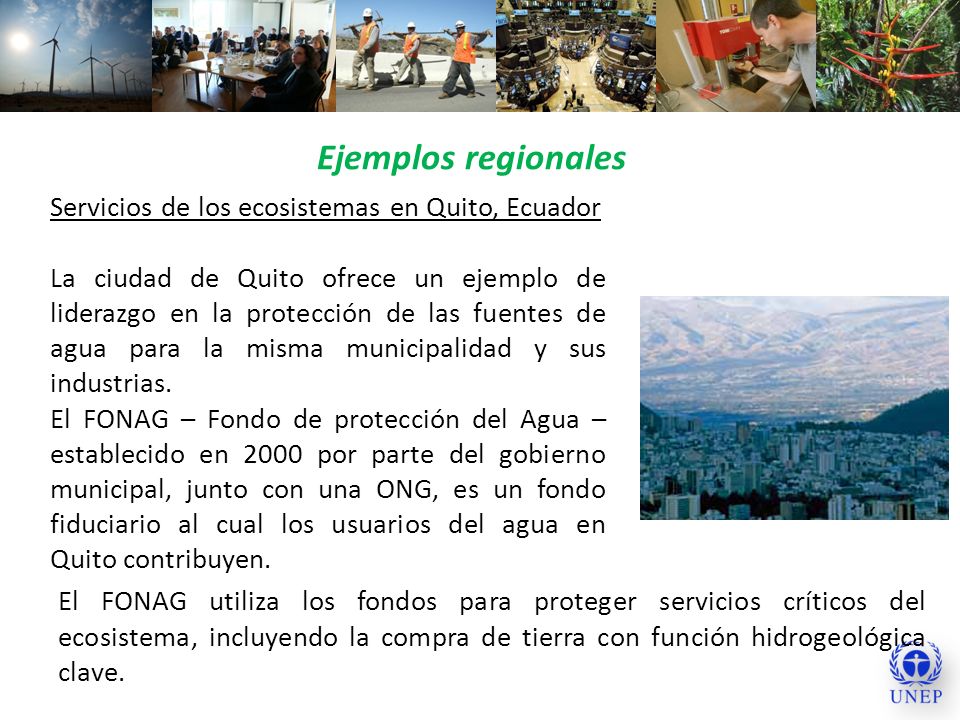 Ejemplos regionales Servicios de los ecosistemas en Quito, Ecuador