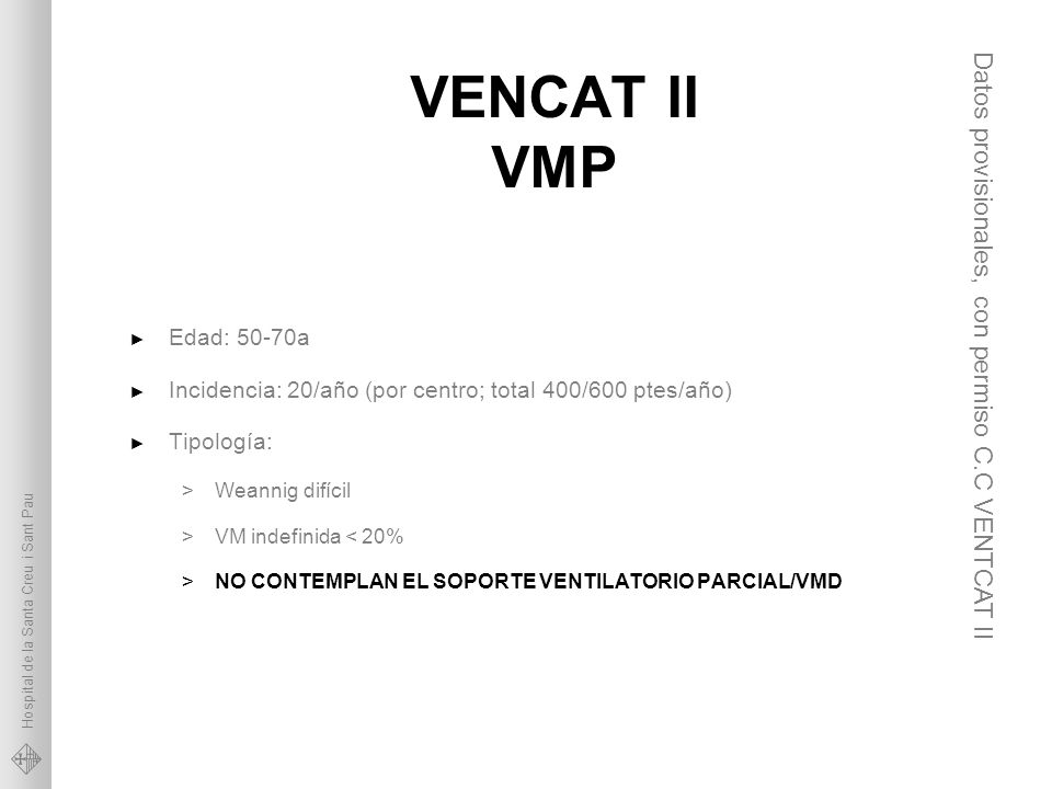 VENCAT II VMP Datos provisionales, con permiso C.C VENTCAT II