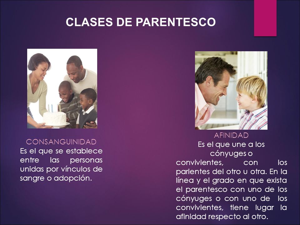 CLASES DE PARENTESCO AFINIDAD Es el que une a los CONSANGUINIDAD
