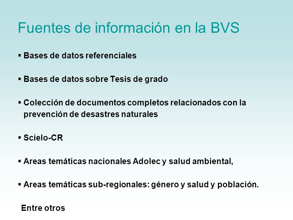 Fuentes de información en la BVS