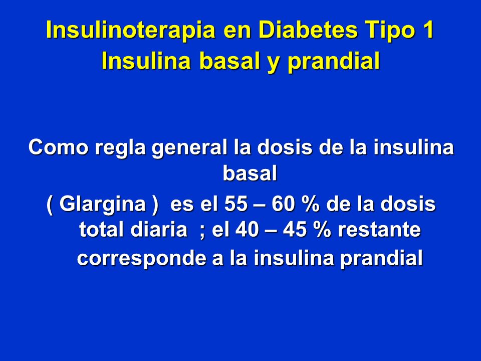 Insulinoterapia en Diabetes Tipo 1 Insulina basal y prandial