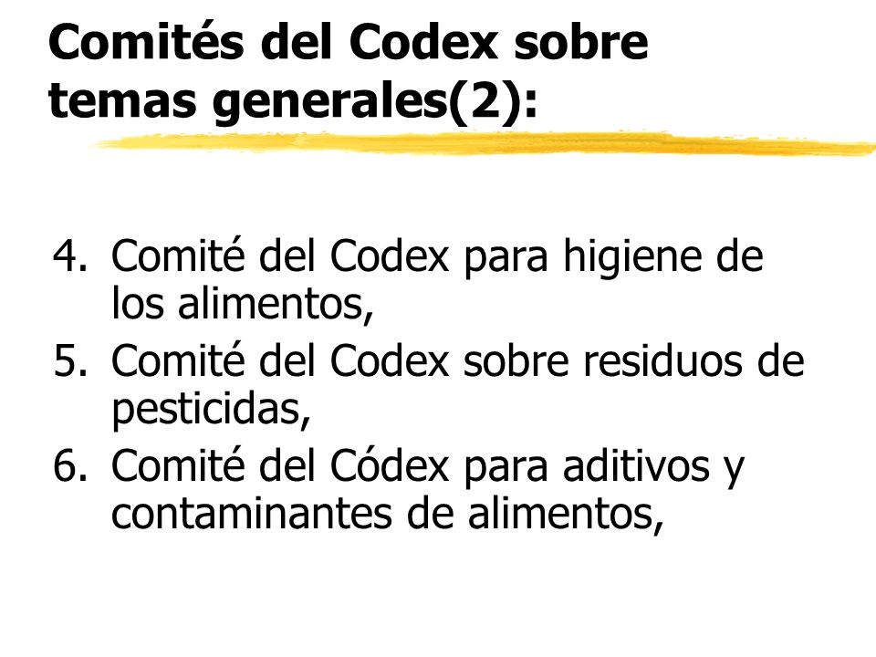 Comités del Codex sobre temas generales(2):