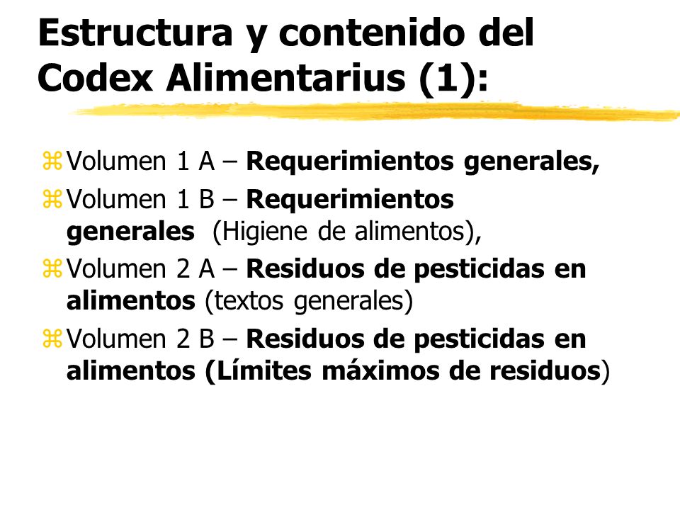 Estructura y contenido del Codex Alimentarius (1):