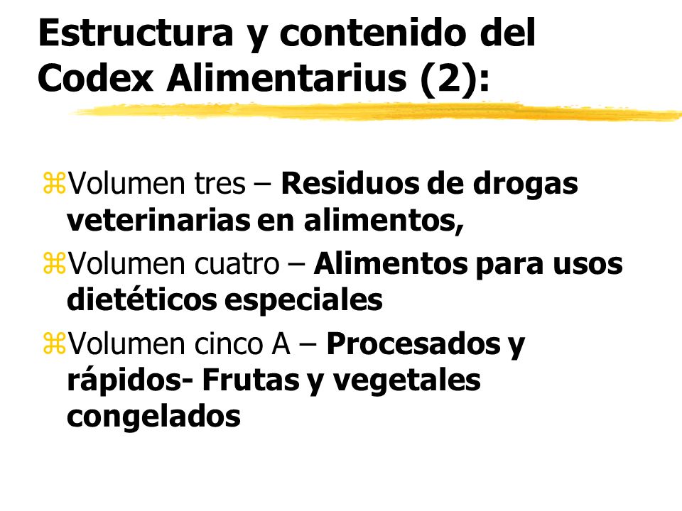 Estructura y contenido del Codex Alimentarius (2):