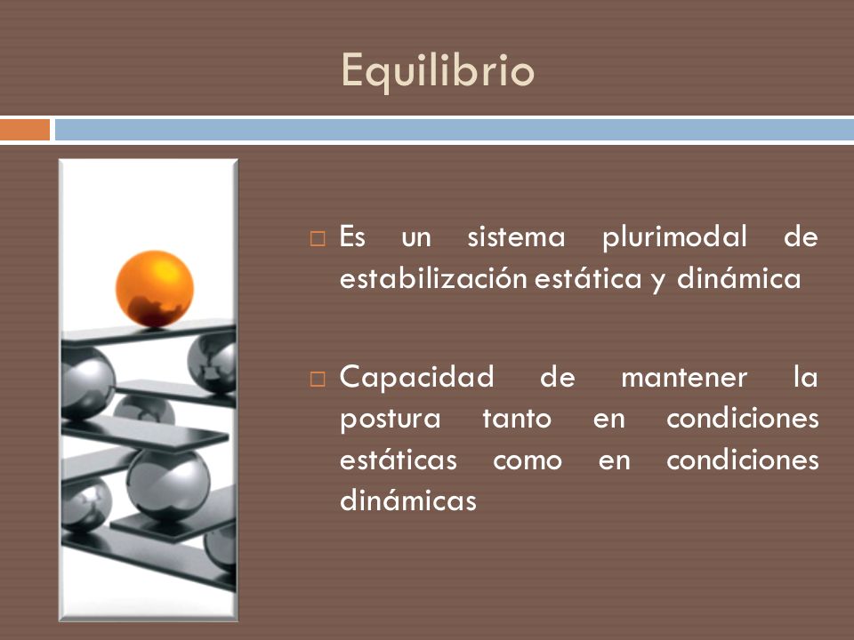 Equilibrio Es un sistema plurimodal de estabilización estática y dinámica.