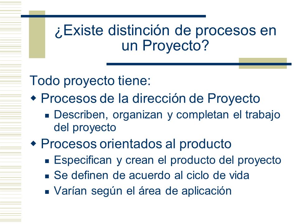 ¿Existe distinción de procesos en un Proyecto