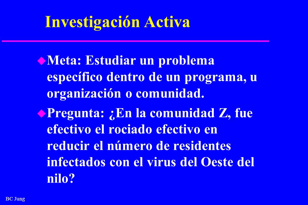 Investigación Activa Meta: Estudiar un problema específico dentro de un programa, u organización o comunidad.
