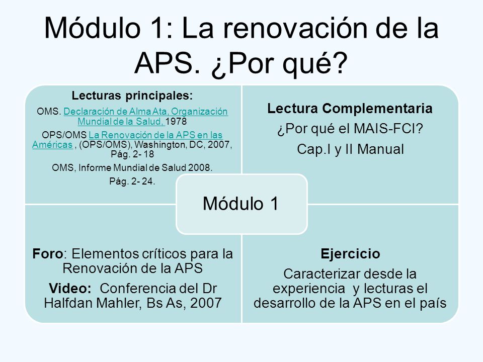 Módulo 1: La renovación de la APS. ¿Por qué