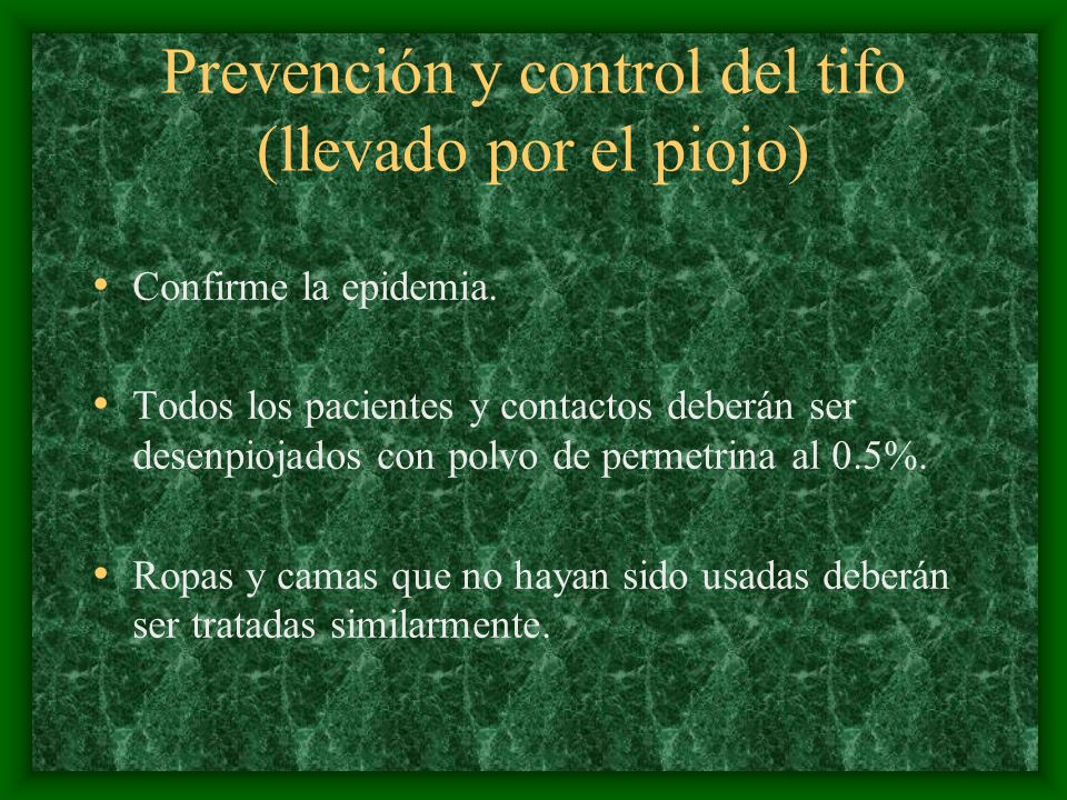 Prevención y control del tifo (llevado por el piojo)