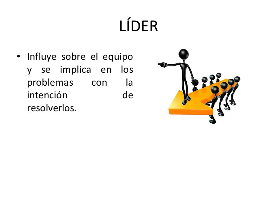 LÍDER Influye sobre el equipo y se implica en los problemas con la intención de resolverlos.
