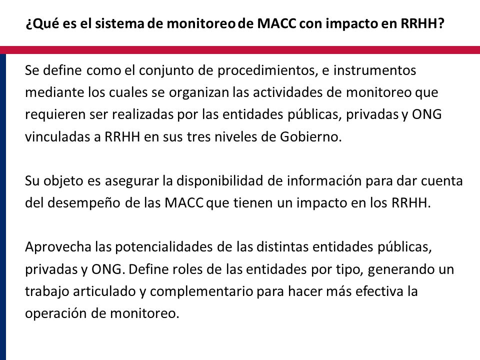 ¿Qué es el sistema de monitoreo de MACC con impacto en RRHH