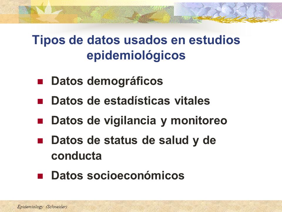 Tipos de datos usados en estudios epidemiológicos