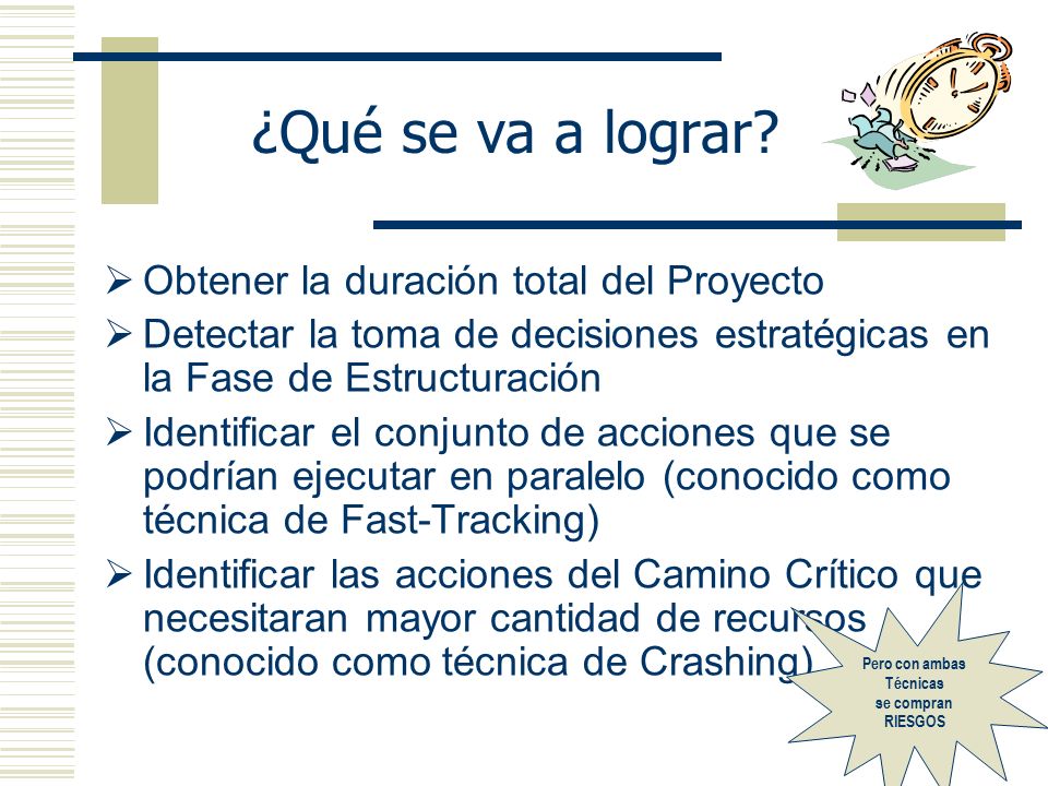 ¿Qué se va a lograr Obtener la duración total del Proyecto