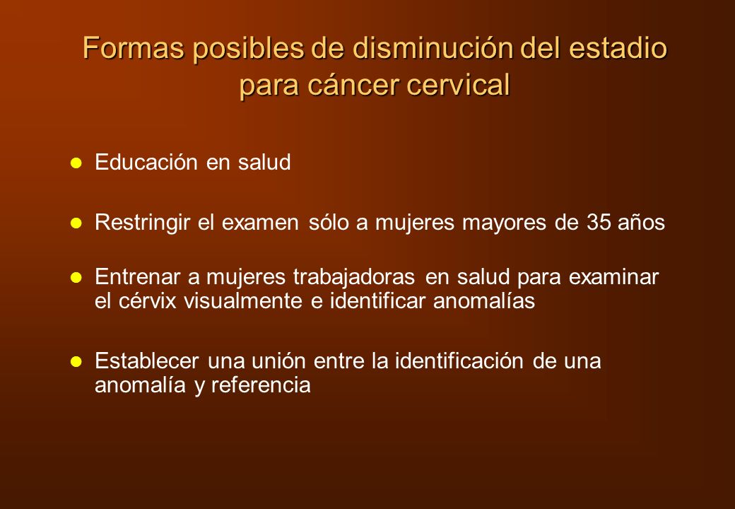Formas posibles de disminución del estadio para cáncer cervical