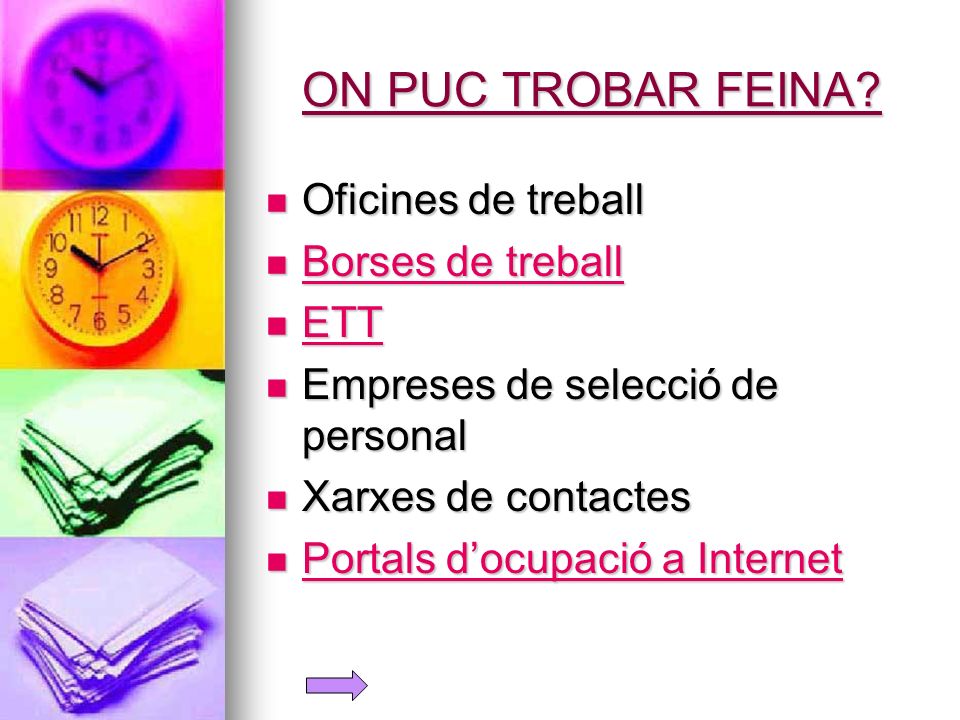 ON PUC TROBAR FEINA Oficines de treball Borses de treball ETT