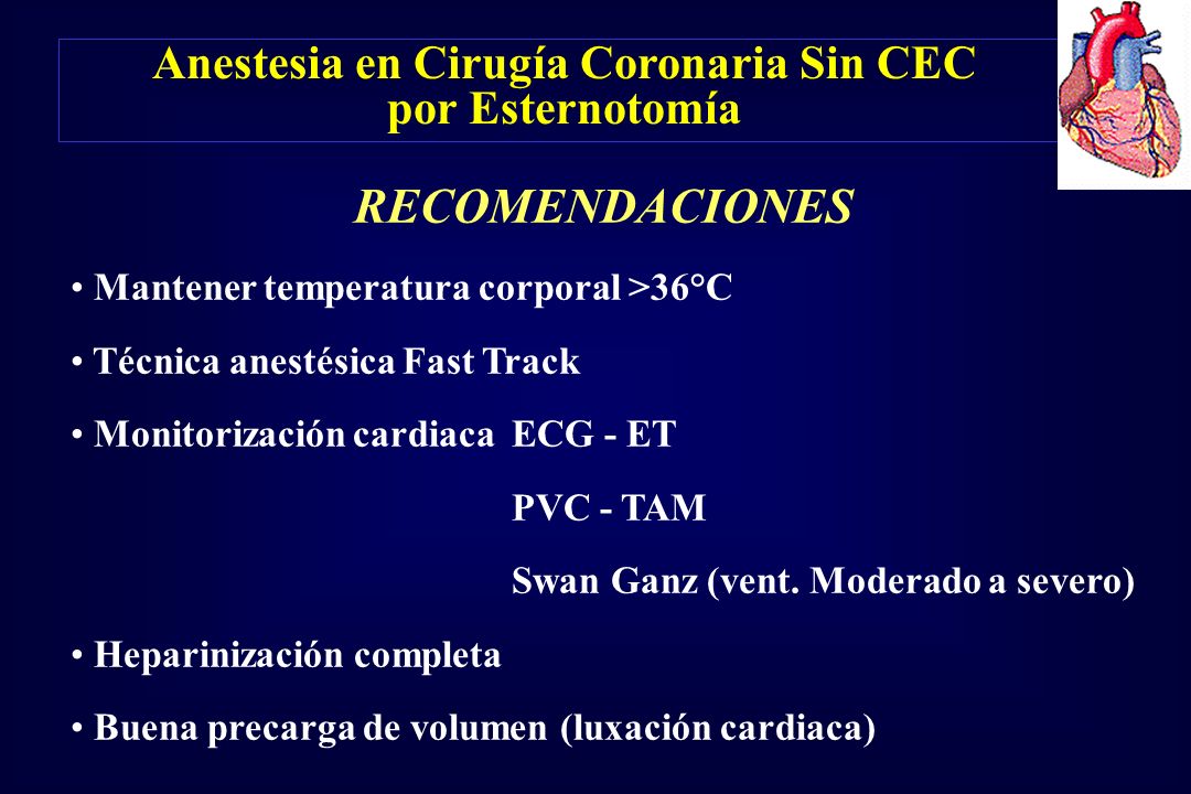 Anestesia en Cirugía Coronaria Sin CEC