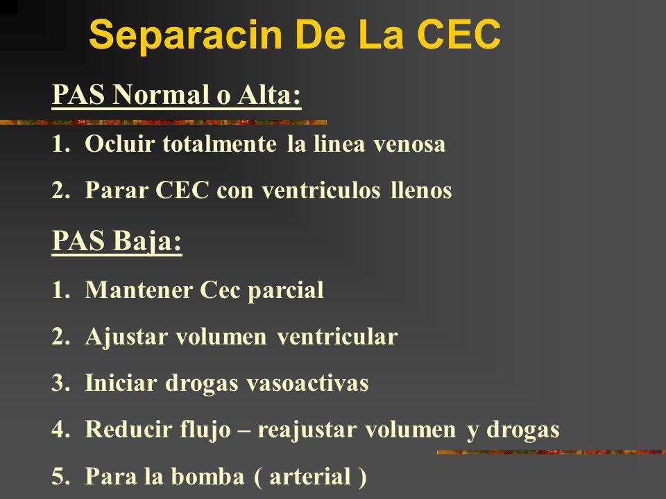 Separacin De La CEC PAS Normal o Alta: PAS Baja: