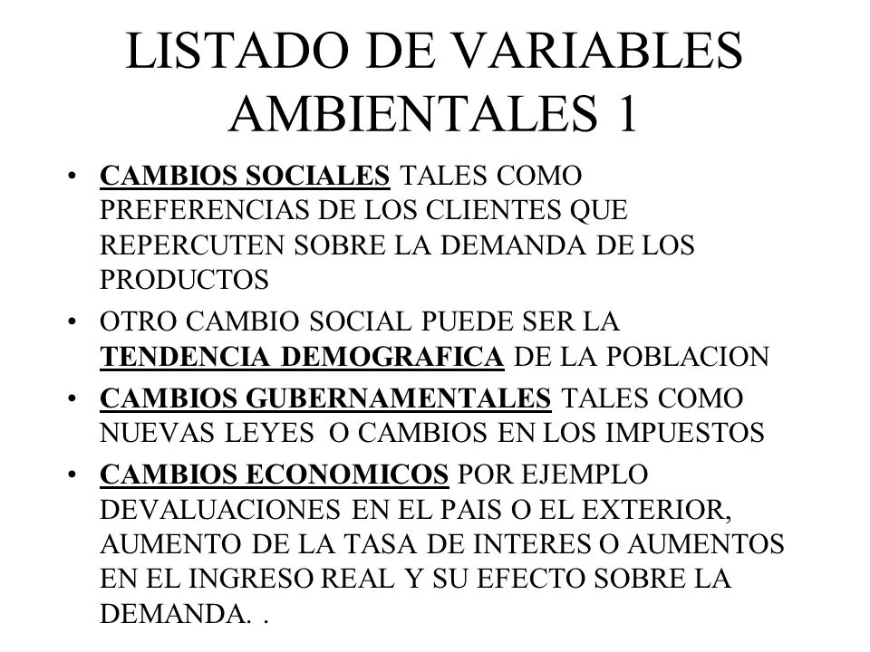 LISTADO DE VARIABLES AMBIENTALES 1