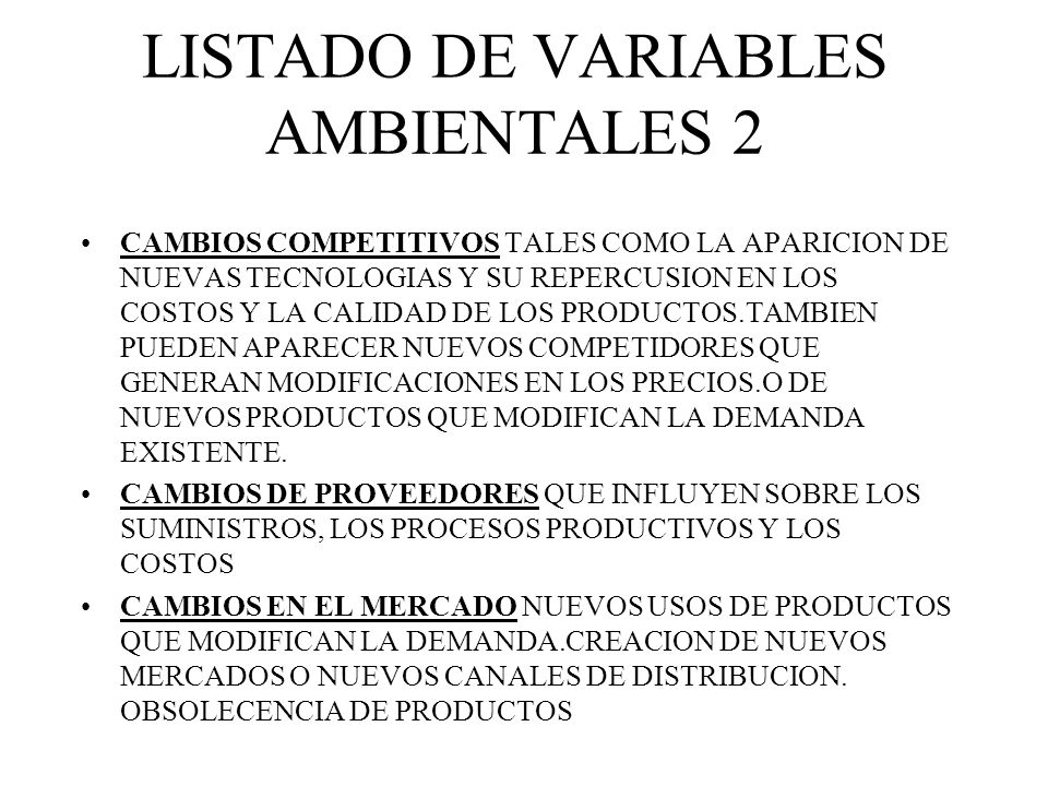 LISTADO DE VARIABLES AMBIENTALES 2