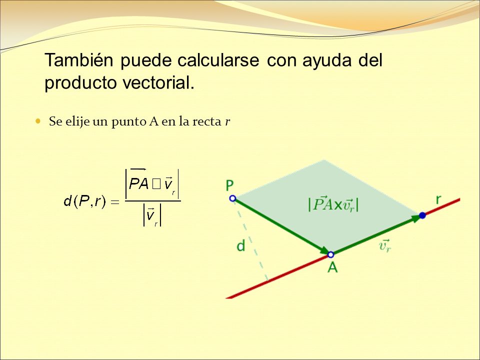También puede calcularse con ayuda del producto vectorial.