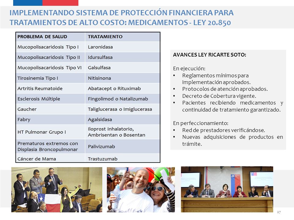 IMPLEMENTANDO SISTEMA DE PROTECCIÓN FINANCIERA PARA TRATAMIENTOS DE ALTO COSTO: MEDICAMENTOS - LEY