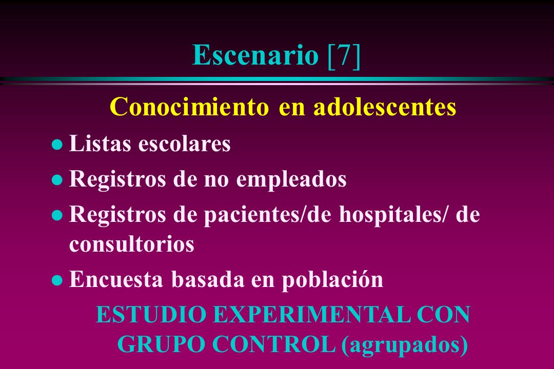 Escenario [7] Conocimiento en adolescentes Listas escolares