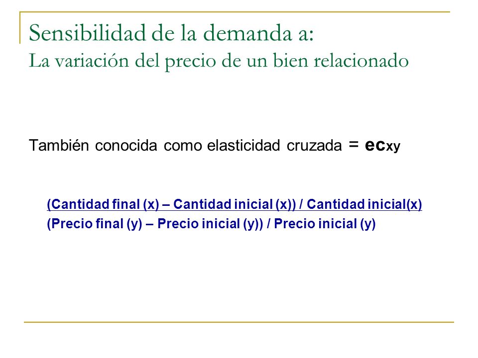Sensibilidad de la demanda a: La variación del precio de un bien relacionado