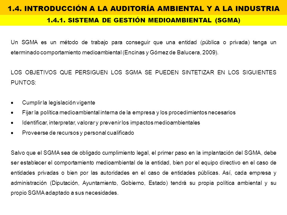 1.4. INTRODUCCIÓN A LA AUDITORÍA AMBIENTAL Y A LA INDUSTRIA