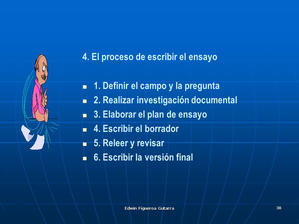 4. El proceso de escribir el ensayo 1. Definir el campo y la pregunta