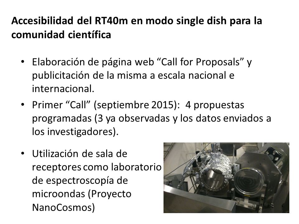 Accesibilidad del RT40m en modo single dish para la comunidad científica
