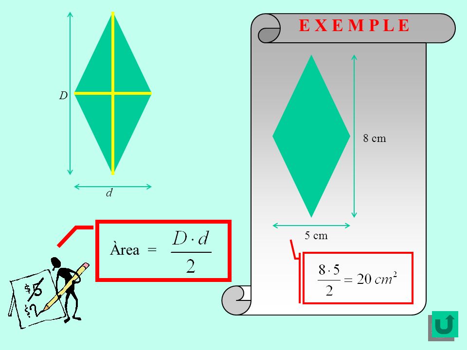 D E X E M P L E 8 cm 5 cm d Àrea =