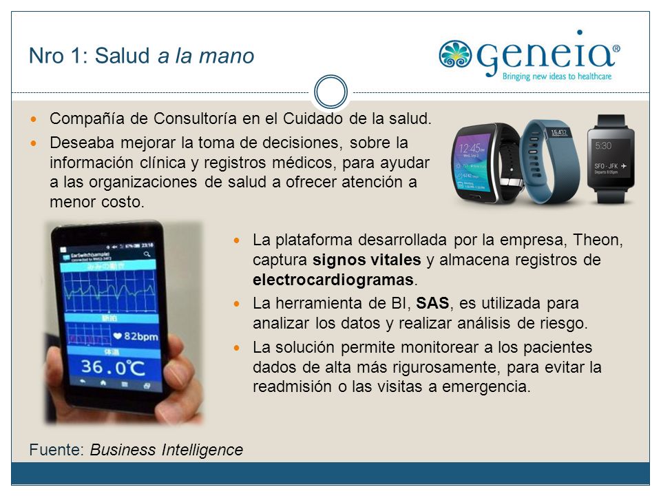 Nro 1: Salud a la mano Compañía de Consultoría en el Cuidado de la salud.