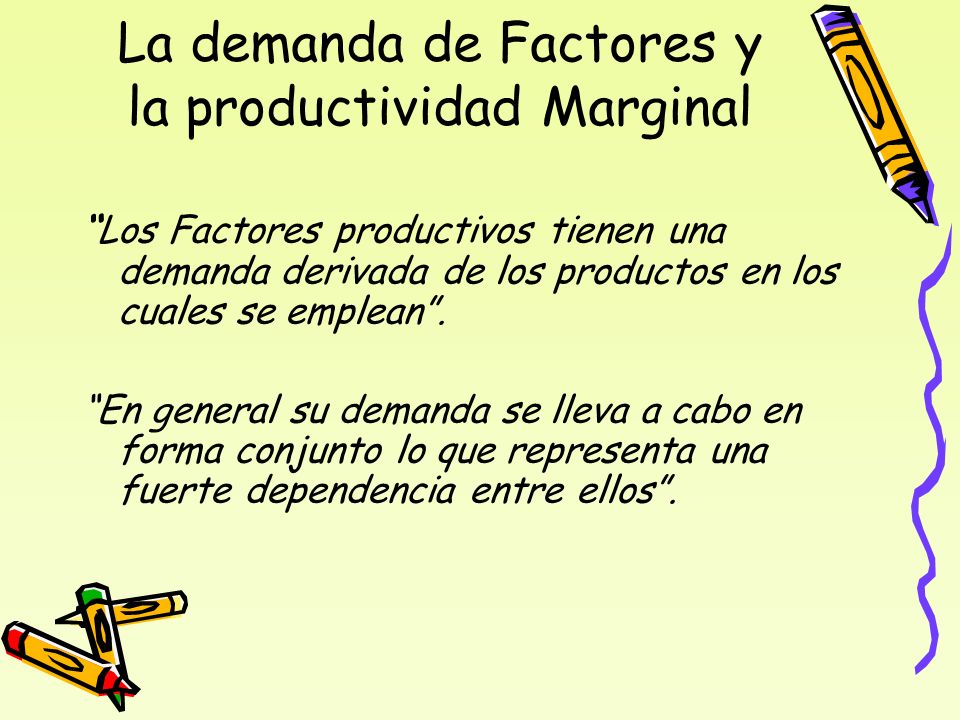 La demanda de Factores y la productividad Marginal