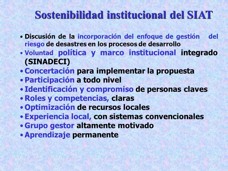 Sostenibilidad institucional del SIAT
