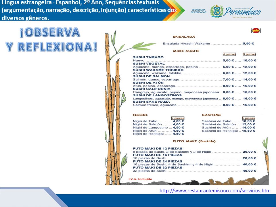 Língua estrangeira - Espanhol, 2º Ano, Sequências textuais (argumentação, narração, descrição, injunção) características dos diversos gêneros.