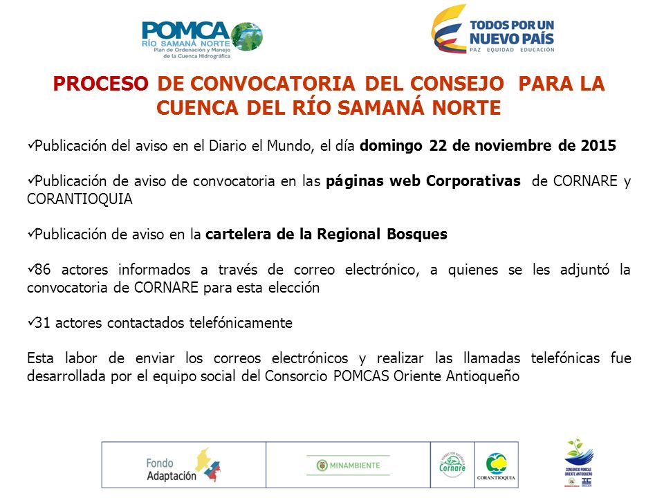 PROCESO DE CONVOCATORIA DEL CONSEJO PARA LA CUENCA DEL RÍO SAMANÁ NORTE