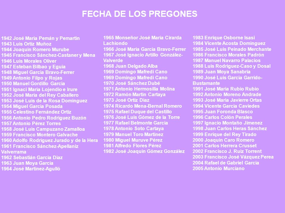 FECHA DE LOS PREGONES 1965 Monseñor José María Cirarda Lachiondo
