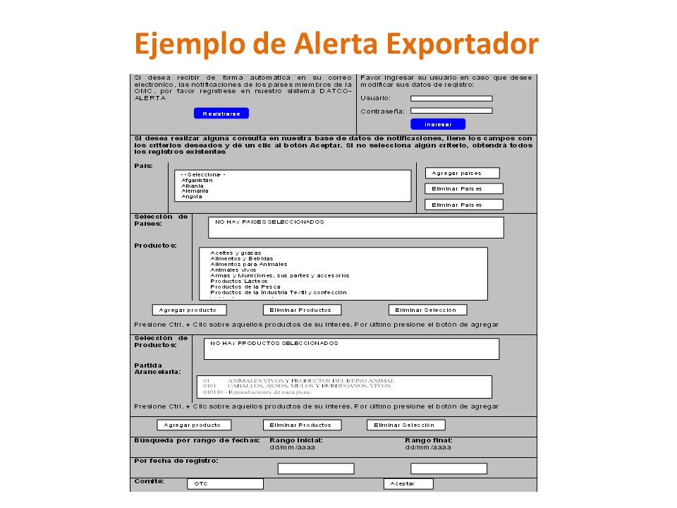 Ejemplo de Alerta Exportador
