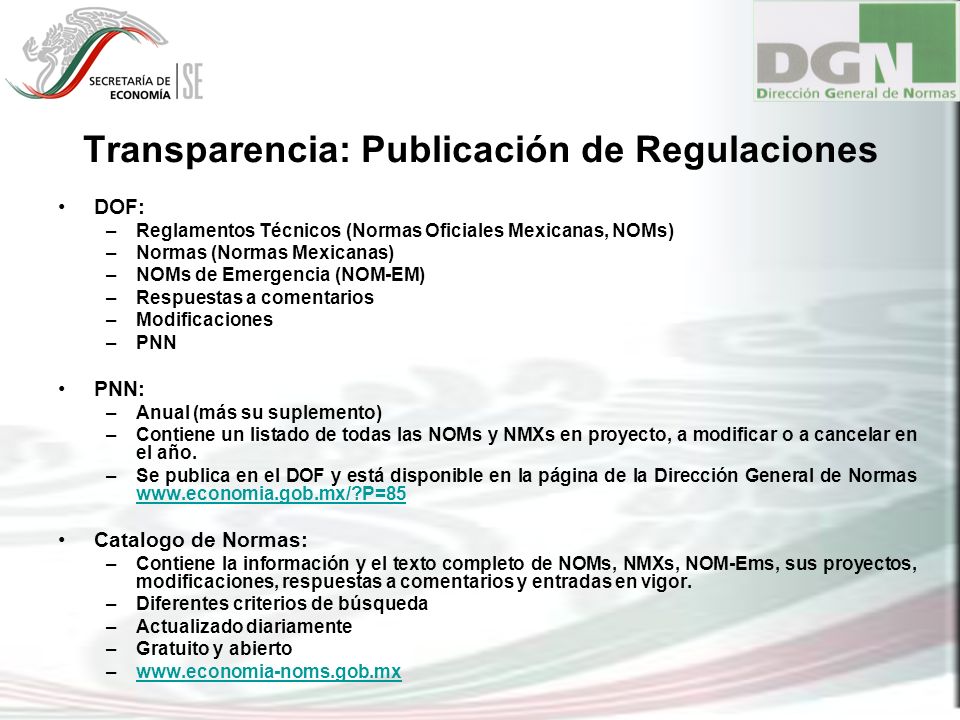 Transparencia: Publicación de Regulaciones