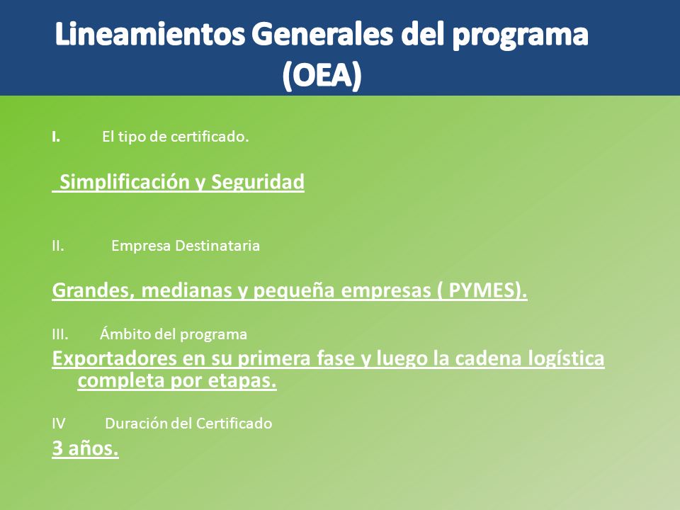 Lineamientos Generales del programa (OEA)