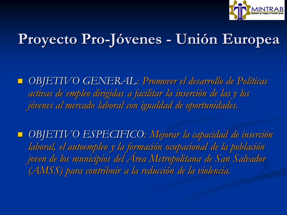 Proyecto Pro-Jóvenes - Unión Europea
