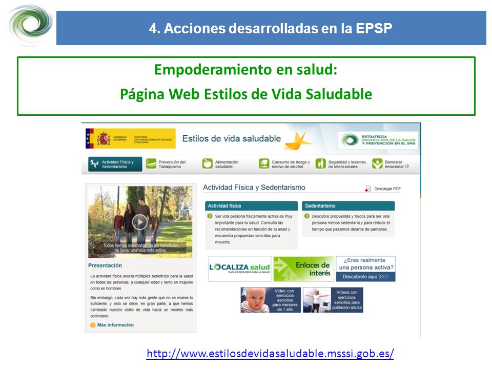 Empoderamiento en salud: Página Web Estilos de Vida Saludable