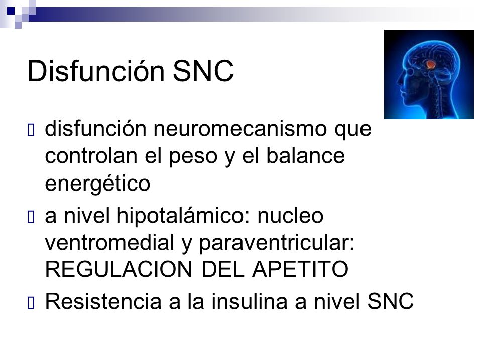 Disfunción SNC disfunción neuromecanismo que controlan el peso y el balance energético.