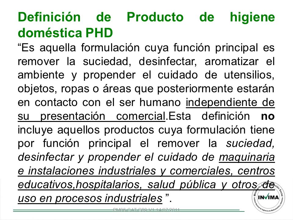 Definición de Producto de higiene doméstica PHD