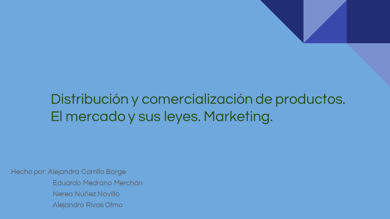 Distribución y comercialización de productos. El mercado y sus leyes